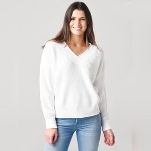 Women's White V-Neck Sweater